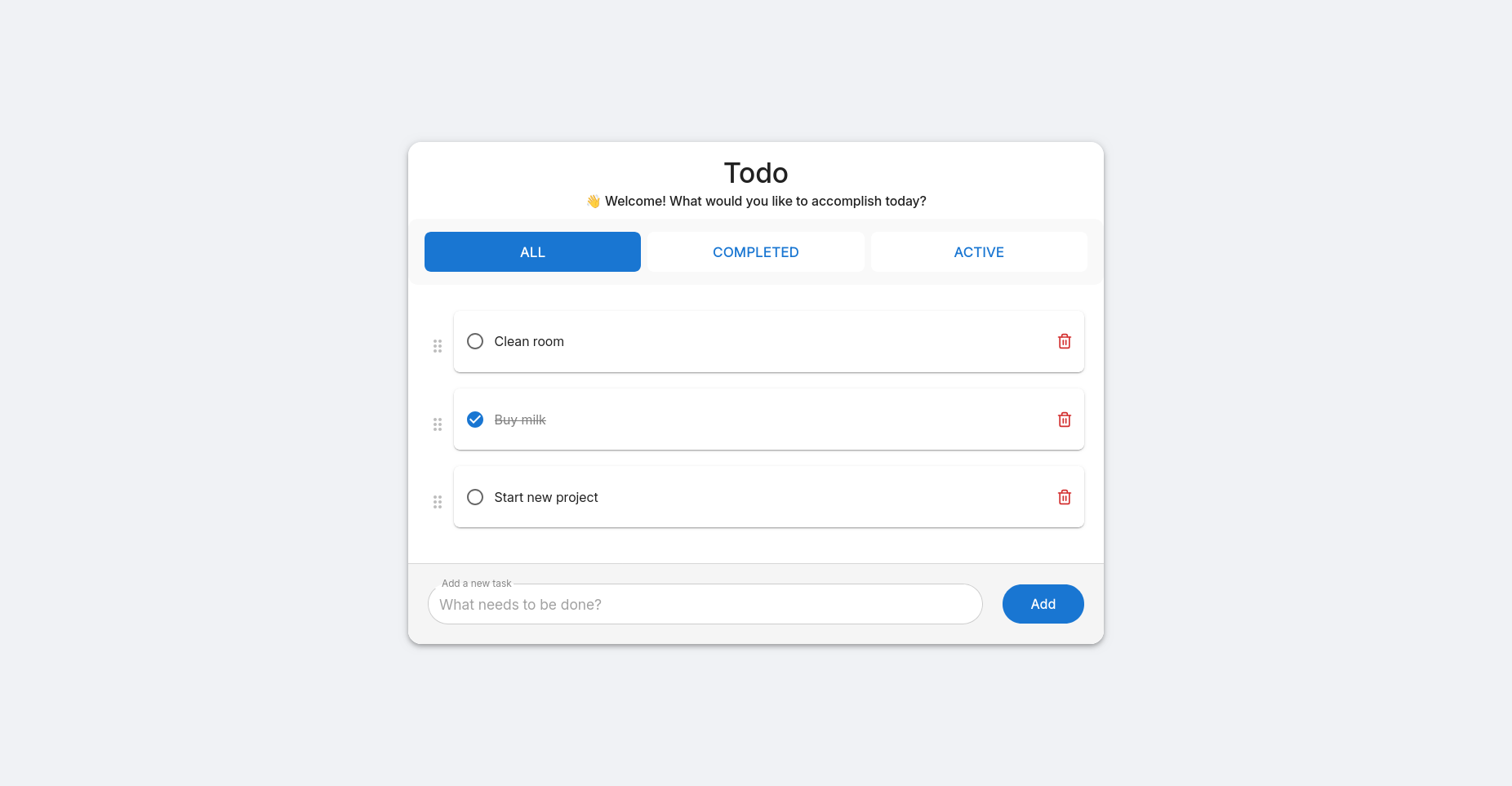 Screenshot of React Todo Application
